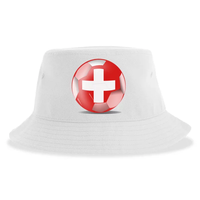 Soccer Ball Country Flag Switzerland Sustainable Bucket Hat