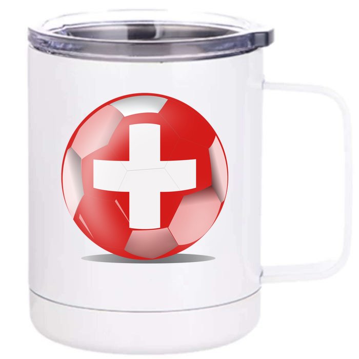 Soccer Ball Country Flag Switzerland Front & Back 12oz Stainless Steel Tumbler Cup