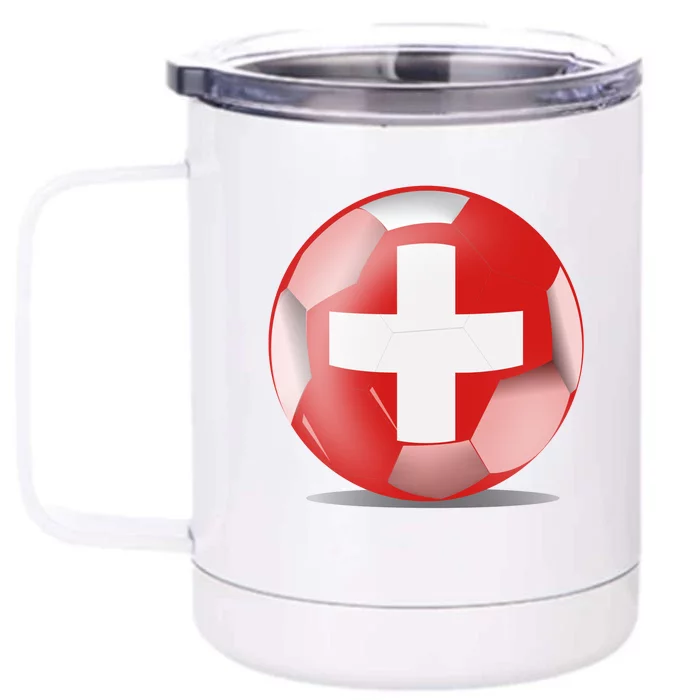 Soccer Ball Country Flag Switzerland Front & Back 12oz Stainless Steel Tumbler Cup