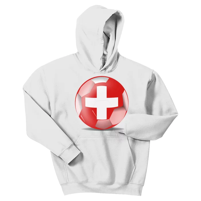 Soccer Ball Country Flag Switzerland Kids Hoodie