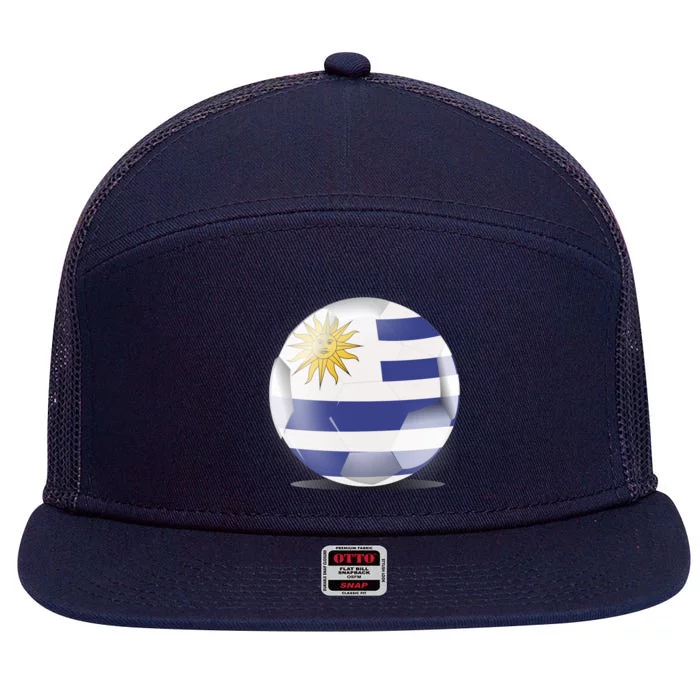 Soccer Ball Country Flag Uruguay 7 Panel Mesh Trucker Snapback Hat