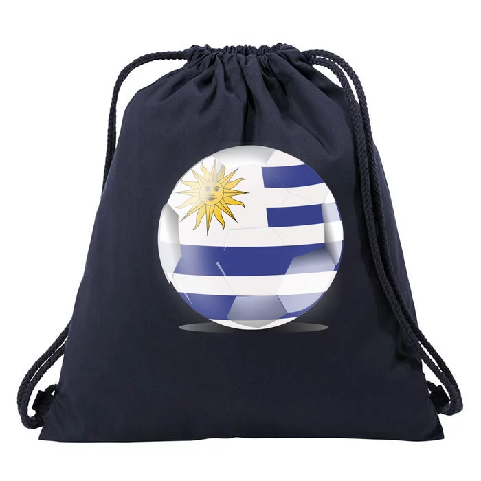 Soccer Ball Country Flag Uruguay Drawstring Bag