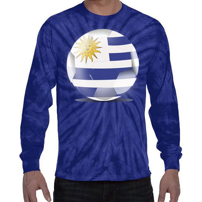 Soccer Ball Country Flag Uruguay Tie-Dye Long Sleeve Shirt