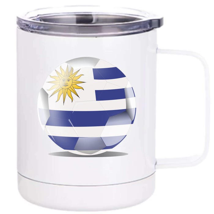 Soccer Ball Country Flag Uruguay Front & Back 12oz Stainless Steel Tumbler Cup