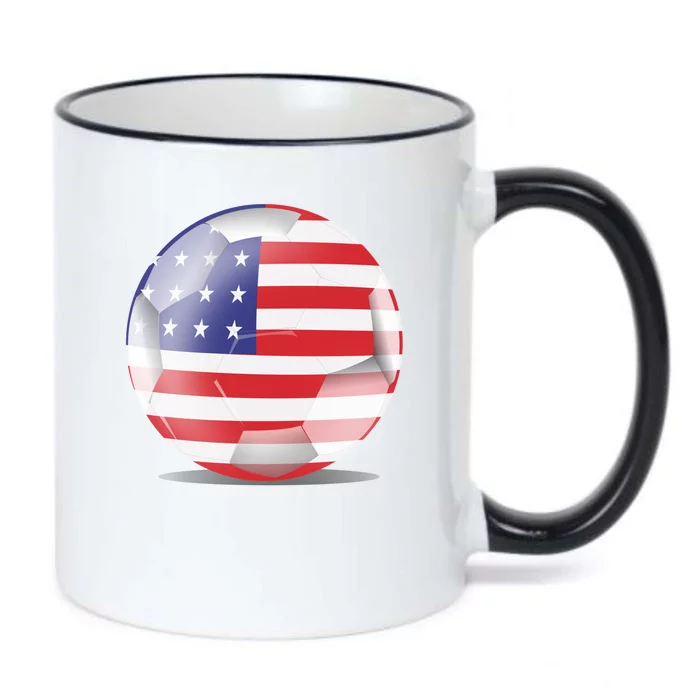 Soccer Ball Country Flag USA Black Color Changing Mug