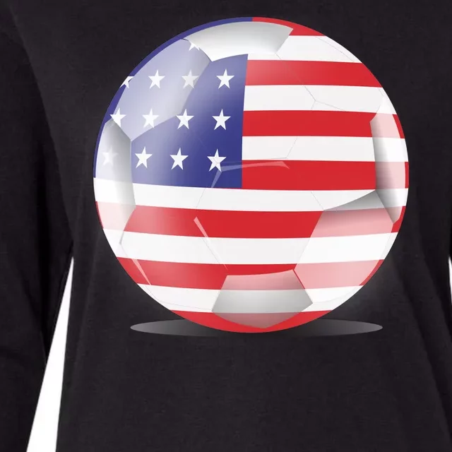 Soccer Ball Country Flag USA Womens Cotton Relaxed Long Sleeve T-Shirt