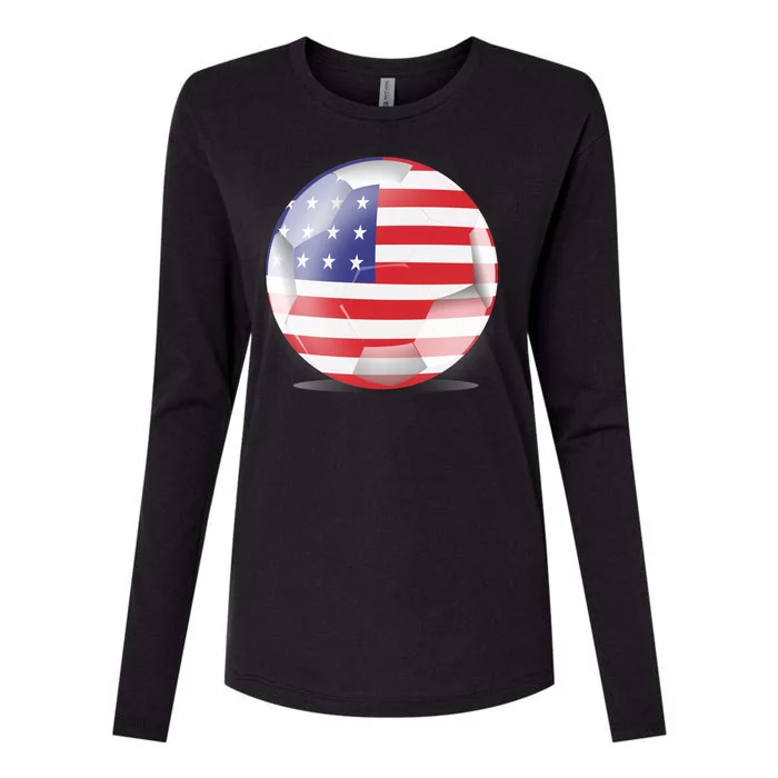 Soccer Ball Country Flag USA Womens Cotton Relaxed Long Sleeve T-Shirt