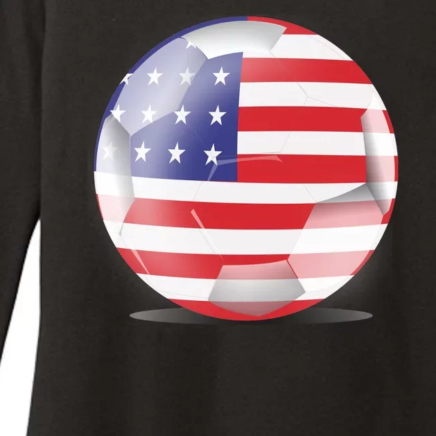 Soccer Ball Country Flag USA Womens CVC Long Sleeve Shirt