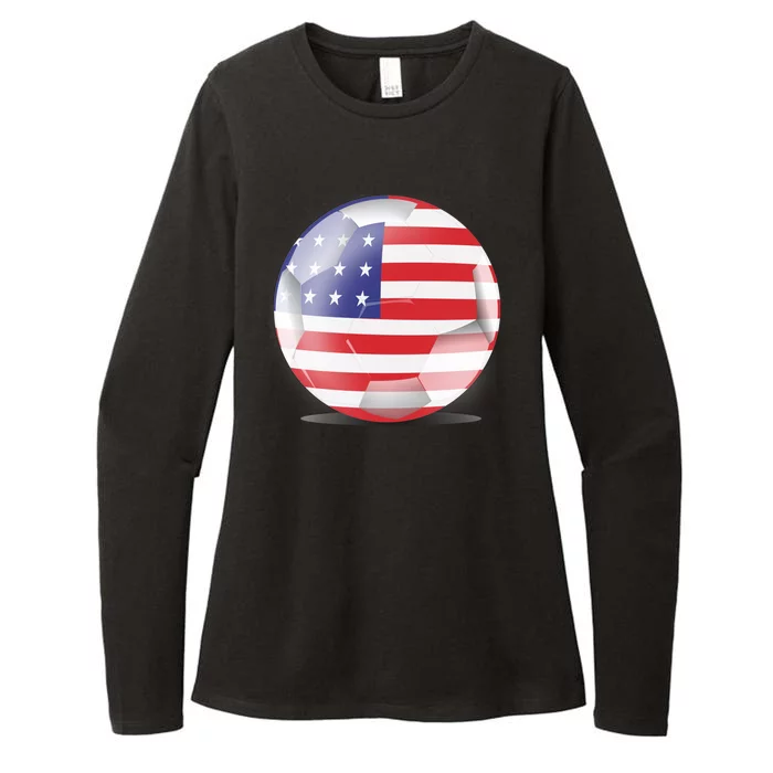 Soccer Ball Country Flag USA Womens CVC Long Sleeve Shirt