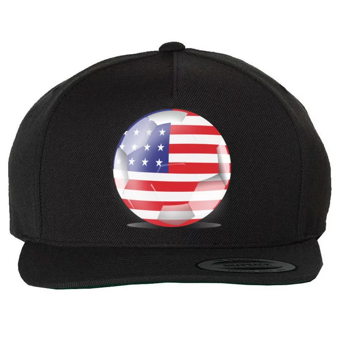 Soccer Ball Country Flag USA Wool Snapback Cap