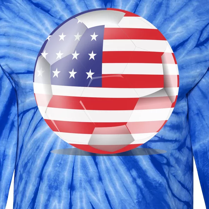 Soccer Ball Country Flag USA Tie-Dye Long Sleeve Shirt