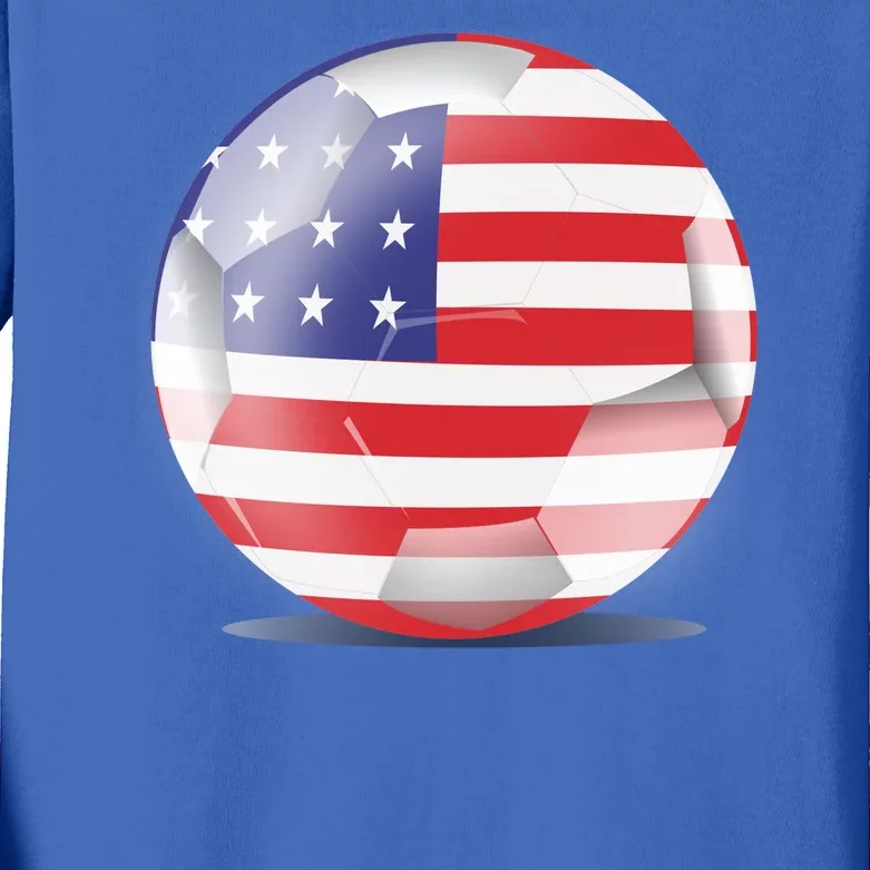 Soccer Ball Country Flag USA Kids Long Sleeve Shirt