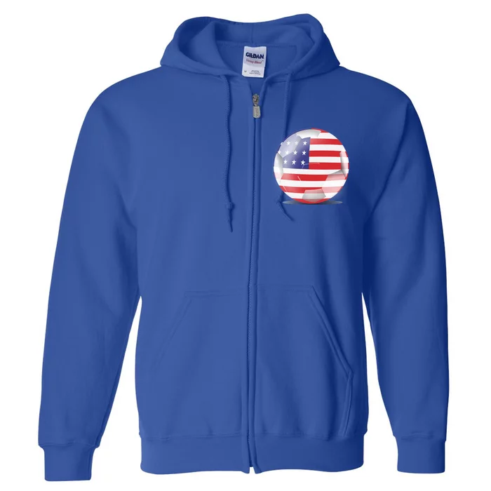 Soccer Ball Country Flag USA Full Zip Hoodie