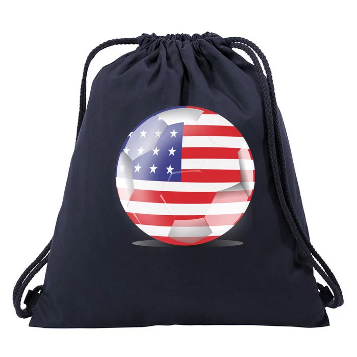 Soccer Ball Country Flag USA Drawstring Bag