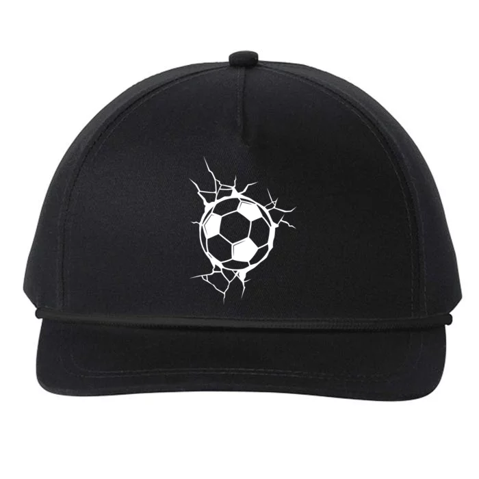 Soccer Ball Crashing Into Wall Snapback Five-Panel Rope Hat