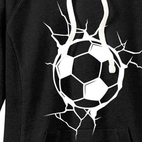 Soccer Ball Crashing Into Wall Women's Fleece Hoodie