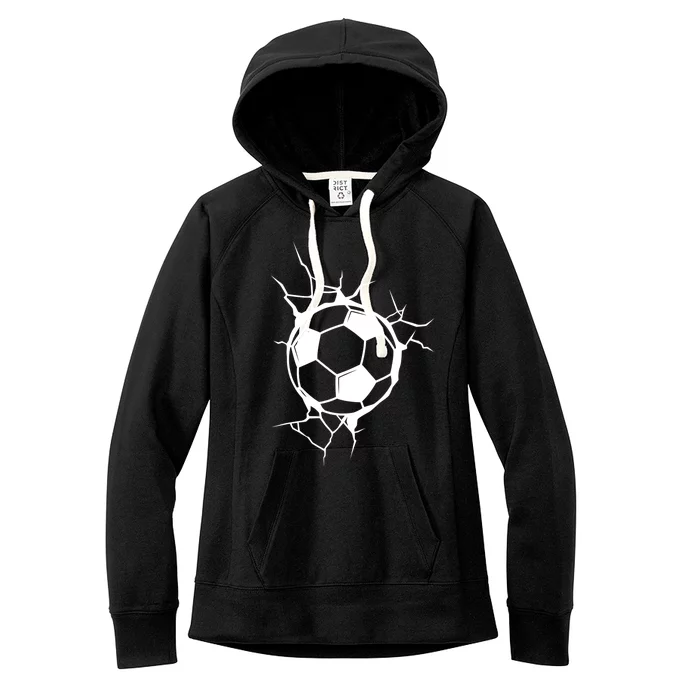 Soccer Ball Crashing Into Wall Women's Fleece Hoodie