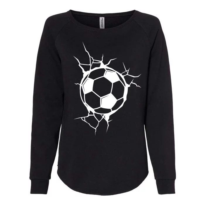 Soccer Ball Crashing Into Wall Womens California Wash Sweatshirt