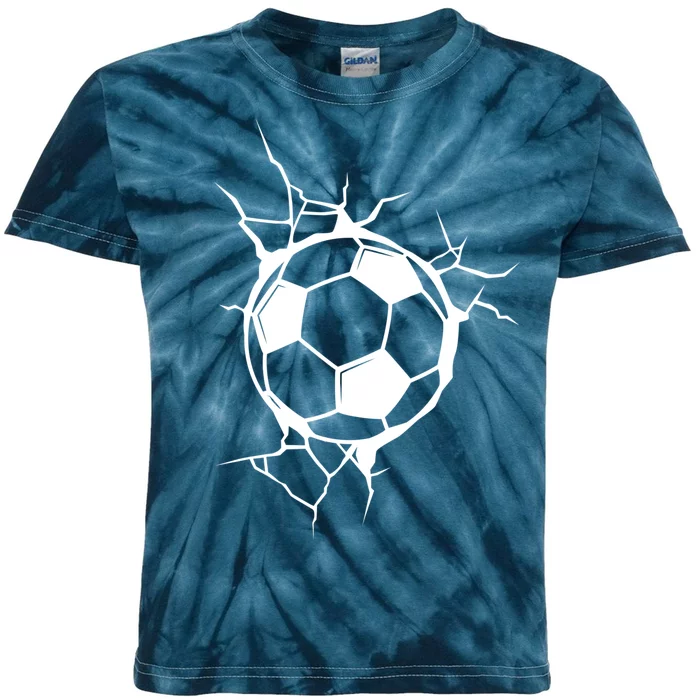 Soccer Ball Crashing Into Wall Kids Tie-Dye T-Shirt