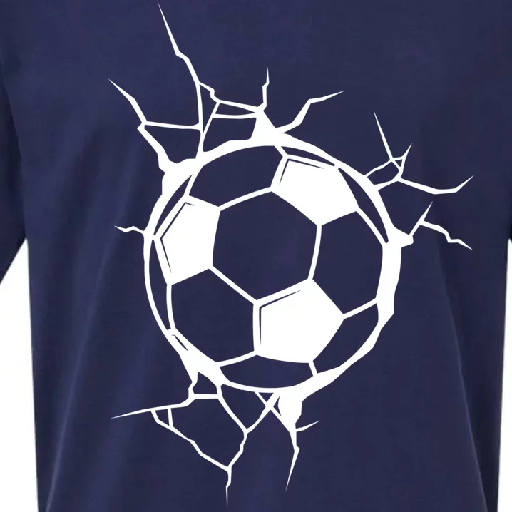 Soccer Ball Crashing Into Wall Sueded Cloud Jersey T-Shirt