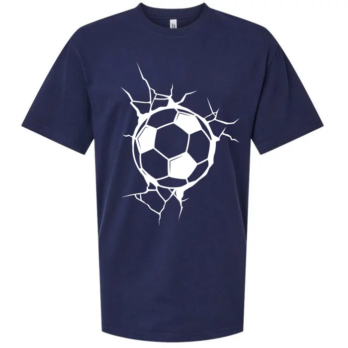 Soccer Ball Crashing Into Wall Sueded Cloud Jersey T-Shirt