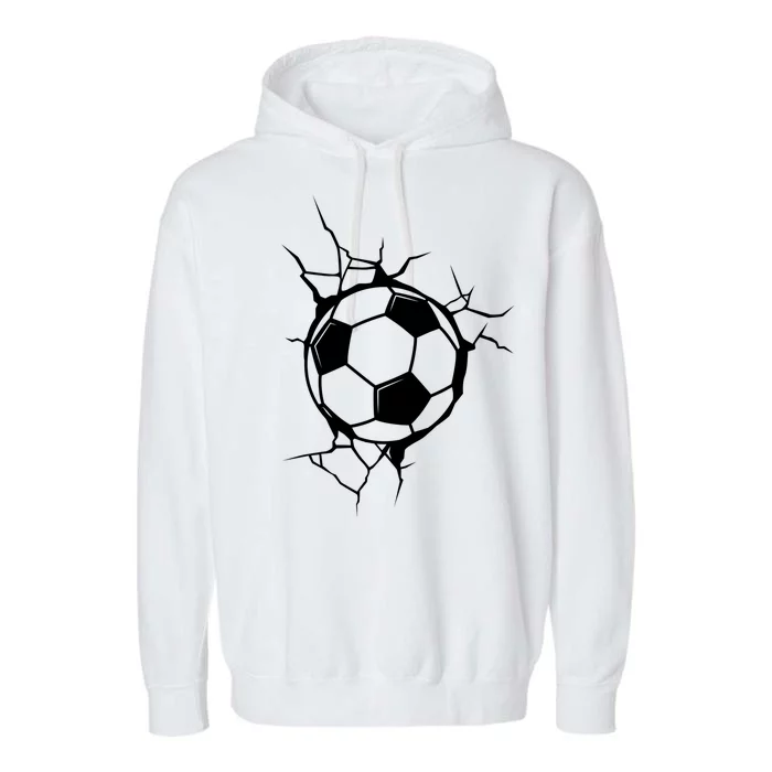 Soccer Ball Crashing Into Wall Garment-Dyed Fleece Hoodie