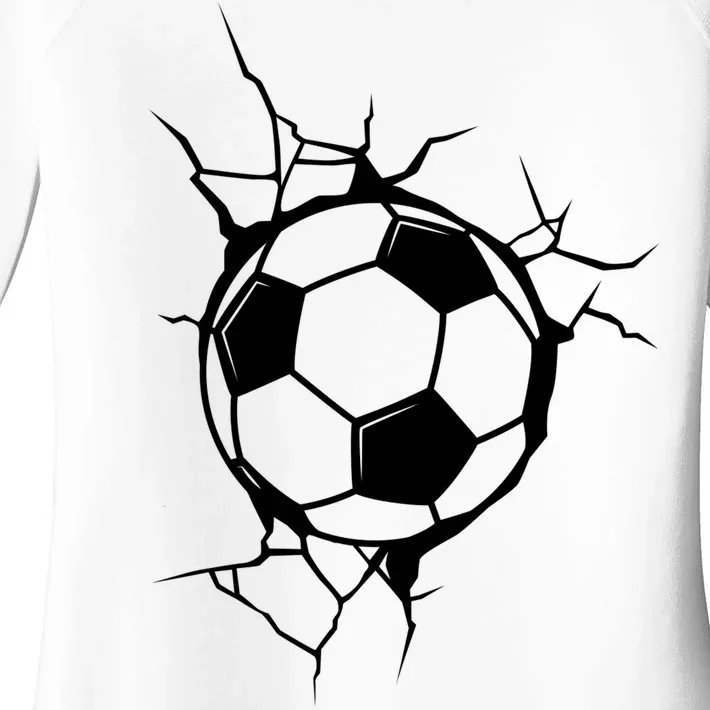 Soccer Ball Crashing Into Wall Women's Perfect Tri Tunic Long Sleeve Shirt