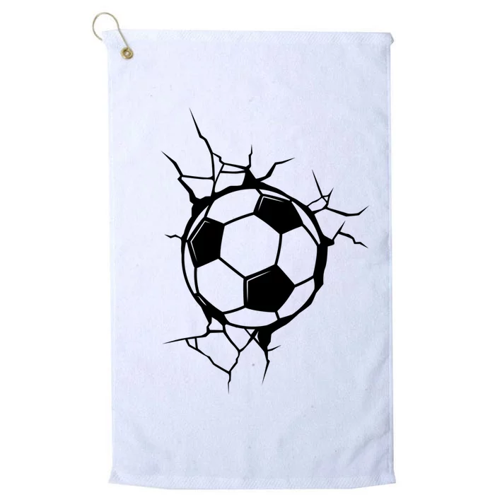 Soccer Ball Crashing Into Wall Platinum Collection Golf Towel