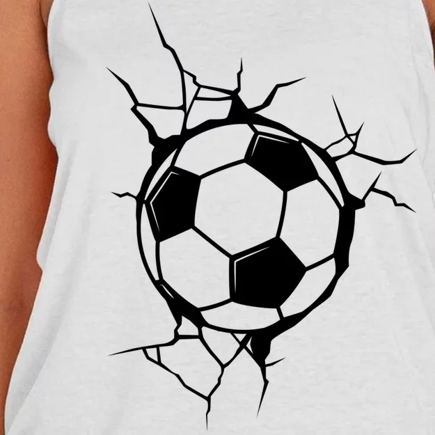 Soccer Ball Crashing Into Wall Women's Knotted Racerback Tank