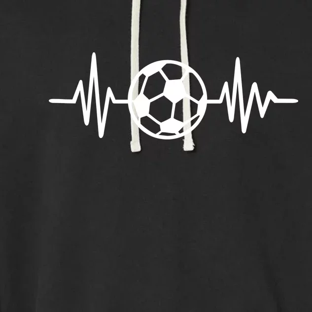 Soccer Futbol Heartbeat Pulse Garment-Dyed Fleece Hoodie