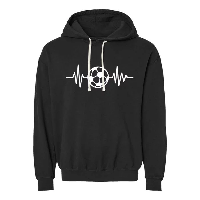 Soccer Futbol Heartbeat Pulse Garment-Dyed Fleece Hoodie