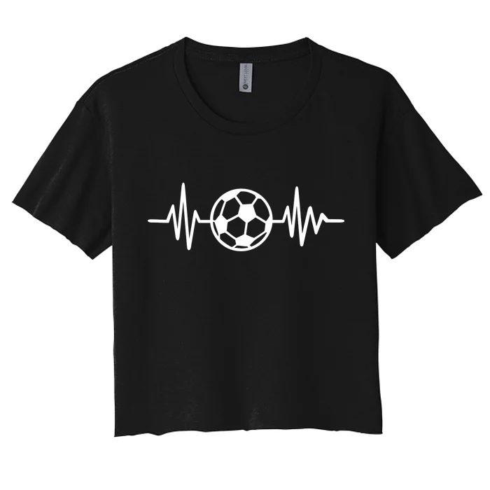 Soccer Futbol Heartbeat Pulse Women's Crop Top Tee