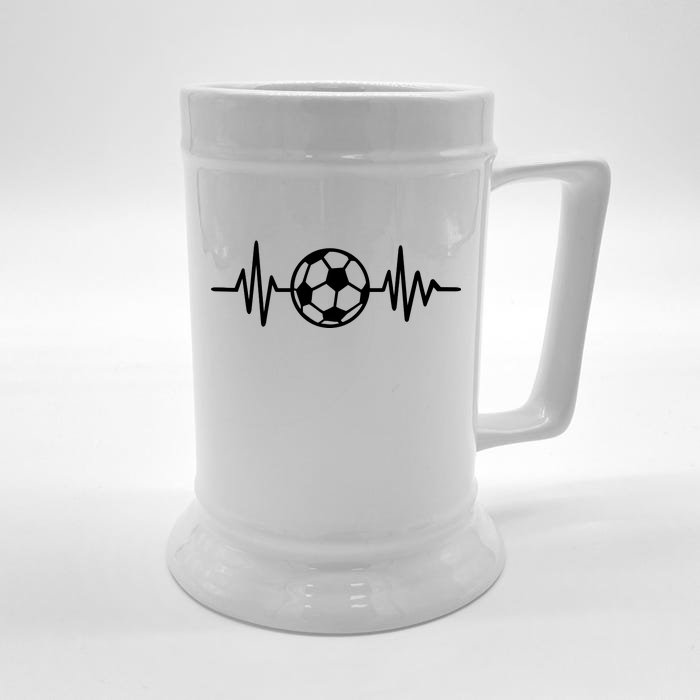 Soccer Futbol Heartbeat Pulse Front & Back Beer Stein