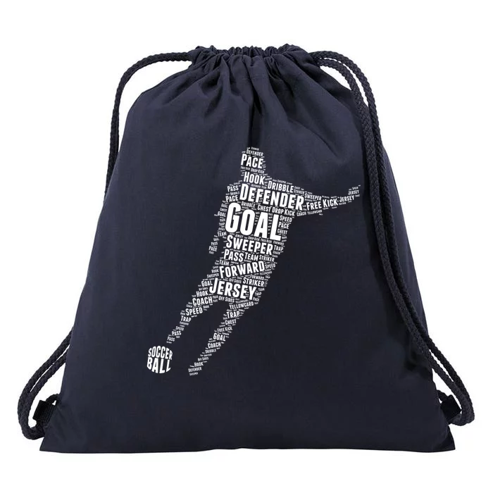 Soccer Futbol Player Word Art Drawstring Bag