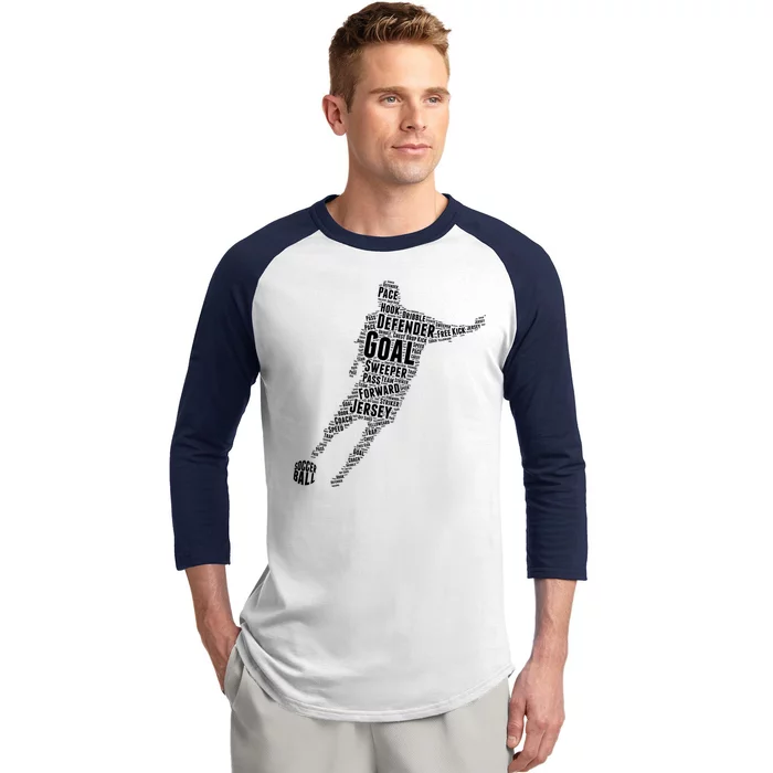 Soccer Futbol Player Word Art Baseball Sleeve Shirt