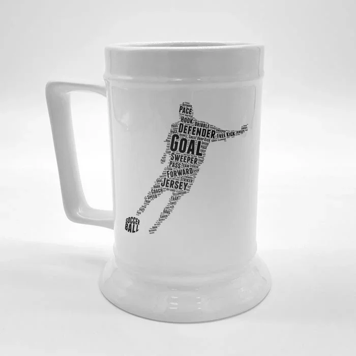 Soccer Futbol Player Word Art Front & Back Beer Stein