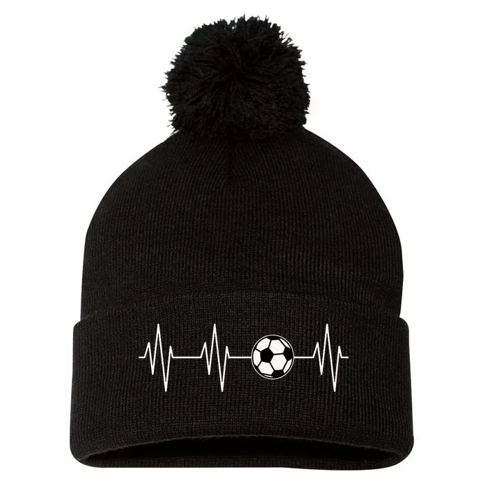 Soccer Heart Beat Pom Pom 12in Knit Beanie