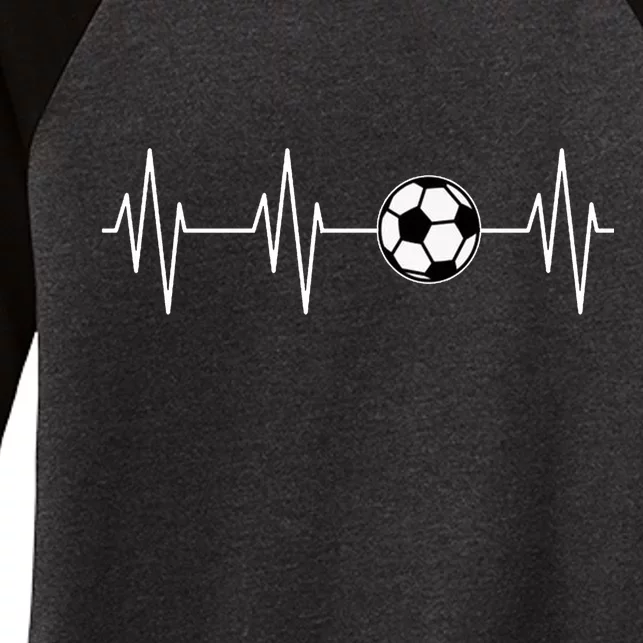 Soccer Heart Beat Women's Tri-Blend 3/4-Sleeve Raglan Shirt