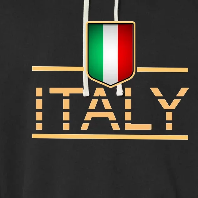 Soccer Italian Flag Italy Fan Logo Garment-Dyed Fleece Hoodie