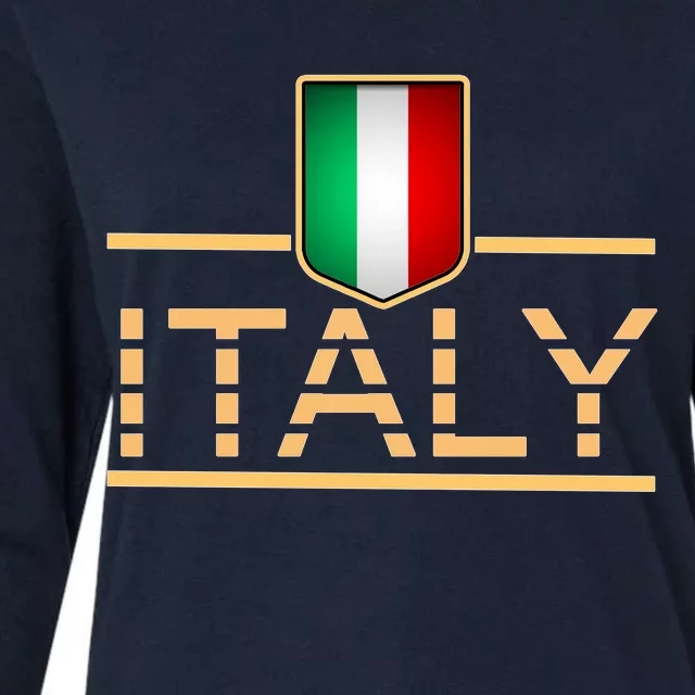 Soccer Italian Flag Italy Fan Logo Womens Cotton Relaxed Long Sleeve T-Shirt