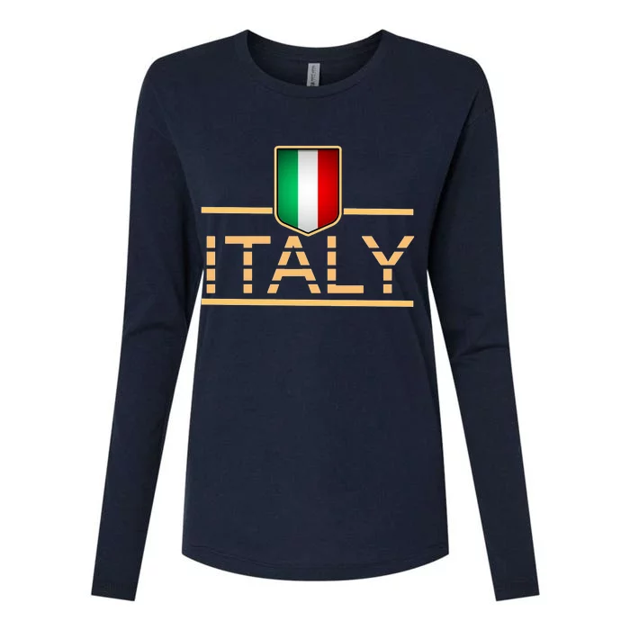 Soccer Italian Flag Italy Fan Logo Womens Cotton Relaxed Long Sleeve T-Shirt