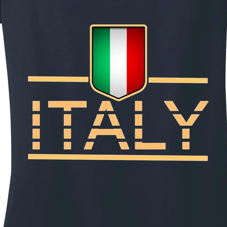 Soccer Italian Flag Italy Fan Logo Women's V-Neck T-Shirt