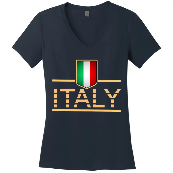 Soccer Italian Flag Italy Fan Logo Women's V-Neck T-Shirt