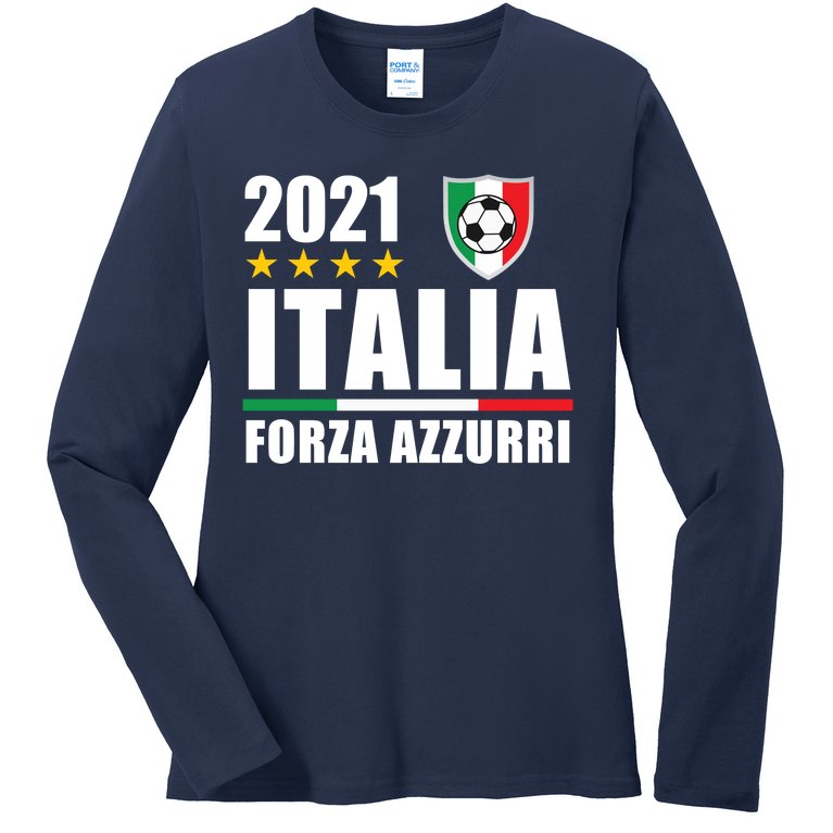 Soccer Italian Forza Azzurri Italian Pride Ladies Missy Fit Long Sleeve Shirt