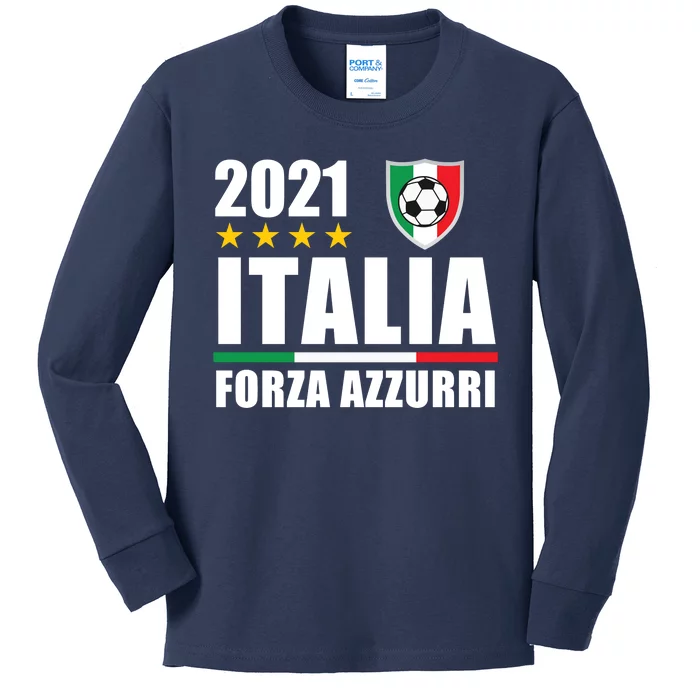 Soccer Italian Forza Azzurri Italian Pride Kids Long Sleeve Shirt