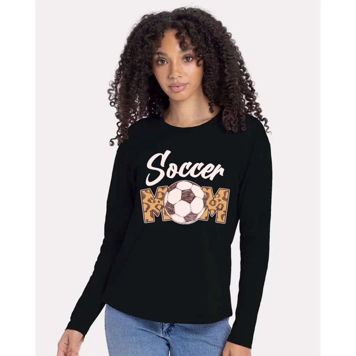 Soccer Mom Stylish Leopard Print Womens Cotton Relaxed Long Sleeve T-Shirt