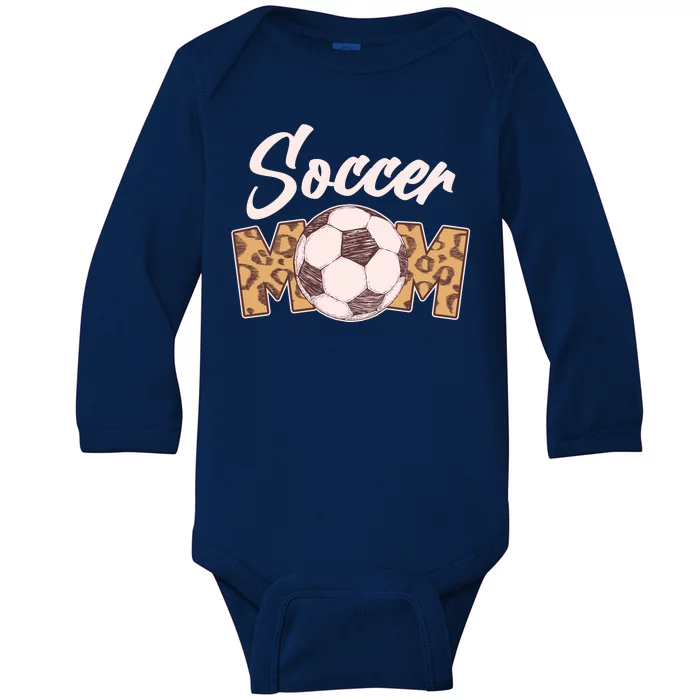 Soccer Mom Stylish Leopard Print Baby Long Sleeve Bodysuit