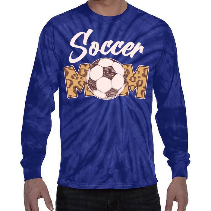 Soccer Mom Stylish Leopard Print Tie-Dye Long Sleeve Shirt