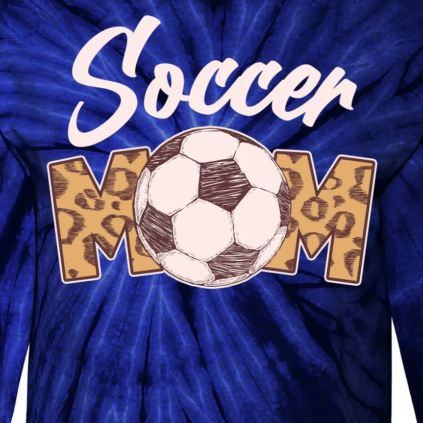 Soccer Mom Stylish Leopard Print Tie-Dye Long Sleeve Shirt