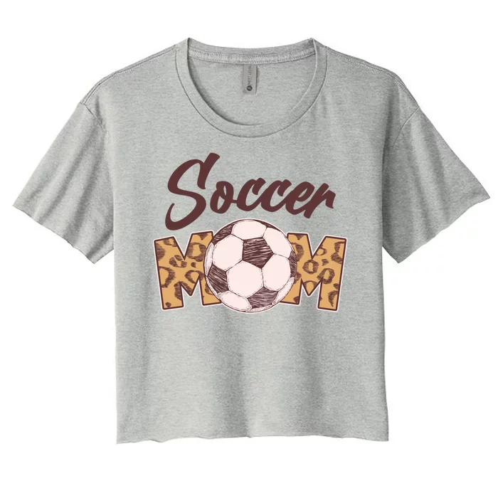 Soccer Mom Stylish Leopard Print Women's Crop Top Tee